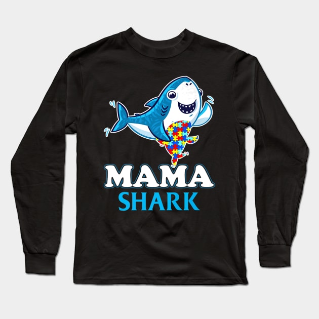 Autism Shark Moms Mama Mother Women Long Sleeve T-Shirt by Stick Figure103